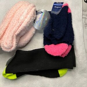 2 pairs Slipper socks and 1 pair mid calf tube socks, NWT, ladies.
